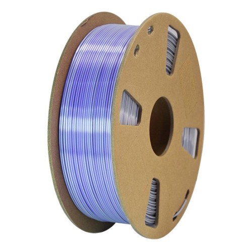 Filamento PLA bicolore effetto seta, 1,75 mm, bobina da 1 kg, materiale per stampa 3D metallico lucido con effetto cangiante (rosso + oro)