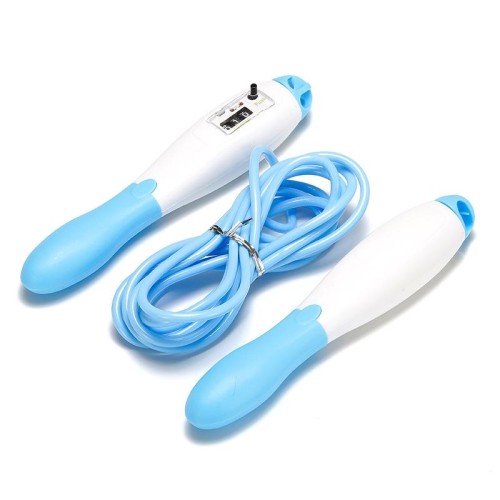 5 pezzi Regolabile Conteggio meccanico in PVC Skipping Rope Fitness Attrezzatura sportiva di fitness, lunghezza: 3m (Blu bianco)