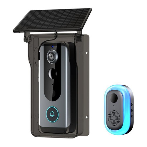 Videocitofono wireless bidirezionale M20 HD con visione notturna, alimentazione solare e copertura antipioggia (nero)