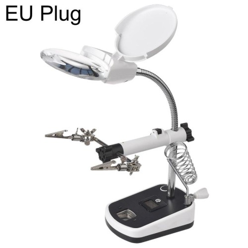16090C Saldatore elettrico da tavolo multifunzionale con lente d'ingrandimento e luce LED, spina: spina europea