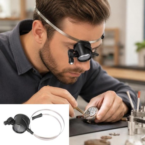 13B-A Lenti d'ingrandimento miniaturizzate per riparazione orologi, montabili sulla testa, con luce LED