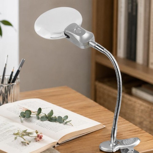 Lente d'ingrandimento universale flessibile da tavolo in metallo 4B-4 con luce LED