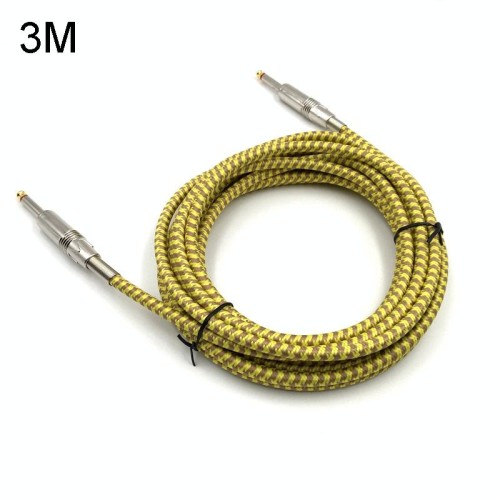 Cavo di collegamento per basso elettrico in legno Cavo audio a treccia per riduzione del rumore, lunghezza cavo: 3 m