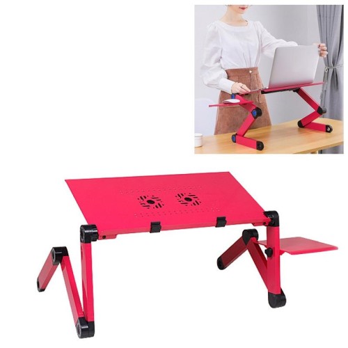 Supporto da scrivania portatile in lega di alluminio pieghevole regolabile a 360 gradi con ventole doppie CPU e tappetino per mouse per laptop / notebook, dimensioni scrivania: 480 mm x 260 mm (nero)