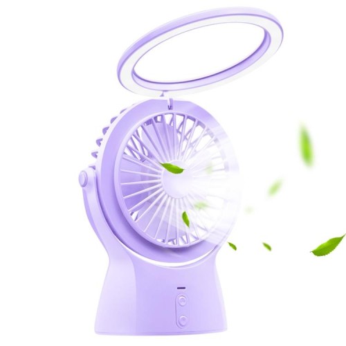 Lampada da tavolo con ventilatore elettrico da tavolo muto con ricarica USB portatile multifunzione S1, con controllo a 3 velocità (viola)
