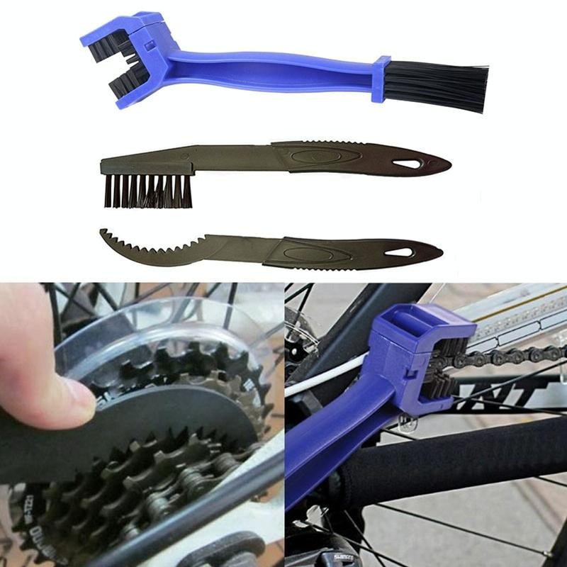 2 Set Spazzola per la pulizia della catena della bicicletta Strumenti per la pulizia del volano Spazzola per guarnitura Spazzola per la pulizia della ruota della catena (blu)