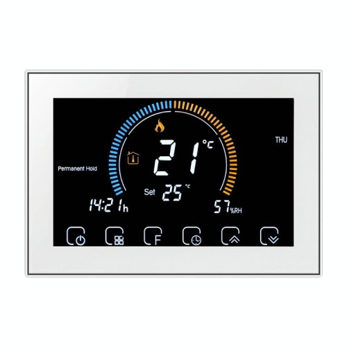 BHT-8000-GA Controllo Acqua Riscaldamento Risparmio energetico ed ecologico Smart Home Display negativo Schermo LCD Termostato ambiente rotondo senza WiFi (Bianco)