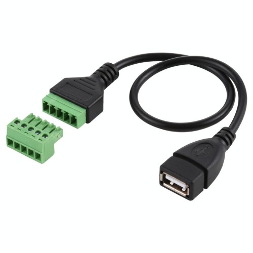 Connettore USB femmina a 5 pin Terminali innestabili Connettore USB senza saldatura Cavo adattatore di collegamento senza saldatura, lunghezza: 30 cm