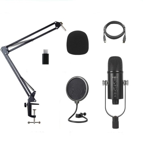 BM-86 USB Microfono a condensatore Registrazione vocale Microfono per computer Set di apparecchiature per trasmissioni dal vivo, Specifica: Set di staffe a sbalzo