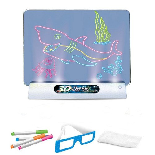 Tavolo da disegno fluorescente 3D Lavagna magica luminosa tridimensionale Lavagna per graffiti Lavagna per illuminazione Puzzle Tavolo da disegno per bambini, Stile: Tavolo da disegno medio (Versione spaziale)