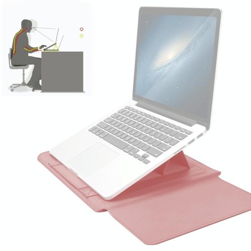4 in 1 Borsa per fodera in pelle PU universale in pelle PU con manico e supporto & portapenna + 2 avvolgitori + sacchetto del mouse + borsa del caricatore set per computer portatili da 11/12 pollici (oro rosa)