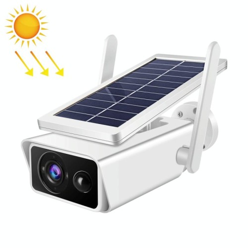 T13-2 1080P HD Telecamera di sicurezza WiFi a 2,4 GHz alimentata a energia solare con batteria, rilevamento del movimento di supporto, visione notturna, audio bidirezionale, scheda TF