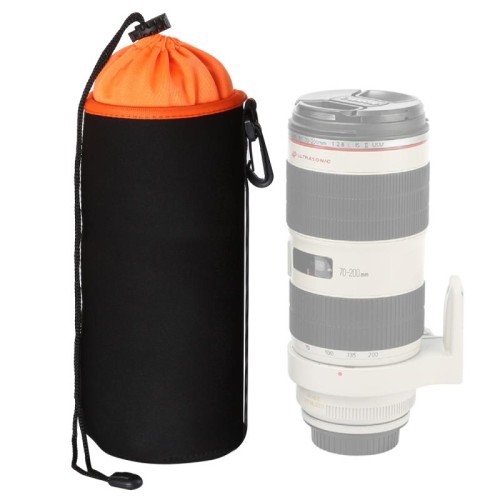 Borsa per obiettivo per fotocamera SLR Borsa per obiettivo micro per obiettivo Borsa per bile interna Custodia protettiva impermeabile più ispessimento in velluto, diametro: 10 cm, altezza: 25 cm