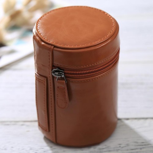 Astuccio per obiettivo medio Custodia in pelle PU con cerniera per obiettivo per fotocamera DSLR, dimensioni: 13x9x9cm (nero)