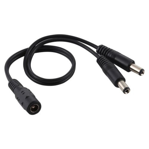 5,5 x 2,1 mm 1 a 2 da femmina a maschio Cavo di alimentazione adattatore splitter di alimentazione CC, lunghezza cavo: 30 cm (nero)