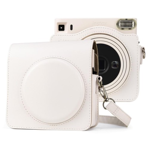 Borsa per fotocamera in pelle PU a corpo pieno con cinturino per Fujifilm Instax Square SQ1 (blu)