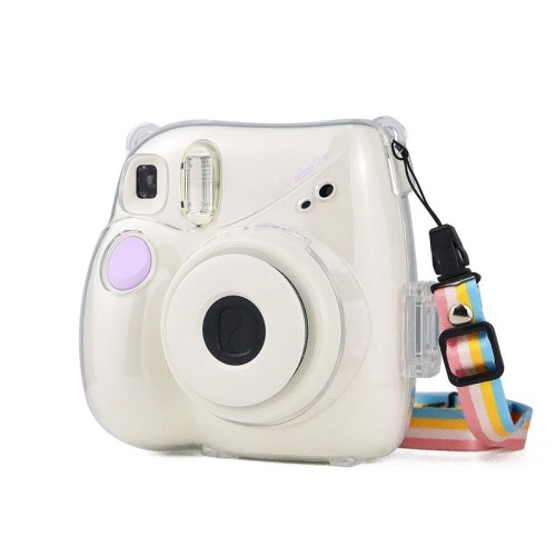 Cassa di cristallo protettiva con cinturino per Fujifilm Instax Mini 7+ (trasparente)
