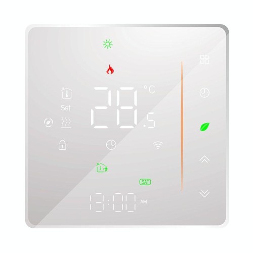 BHT-006GALW 95-240V AC 5A Smart Home Heating Thermostat for EU Box, Control Water Heating with Only Internal Sensor & WiFi Connection(Black)