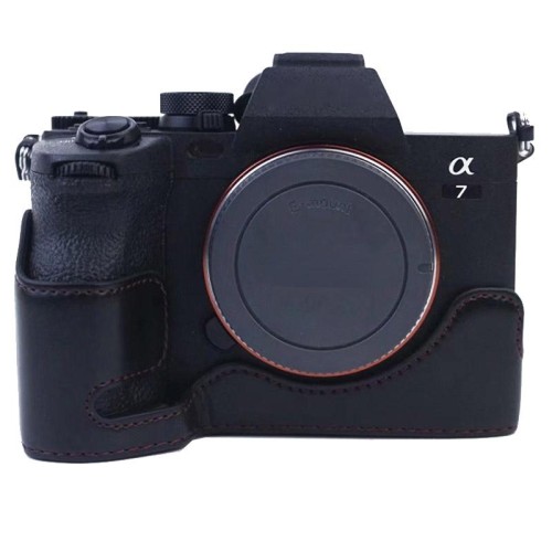Base a mezza custodia in pelle PU da 1/4 di pollice per Sony A7 IV (nero)