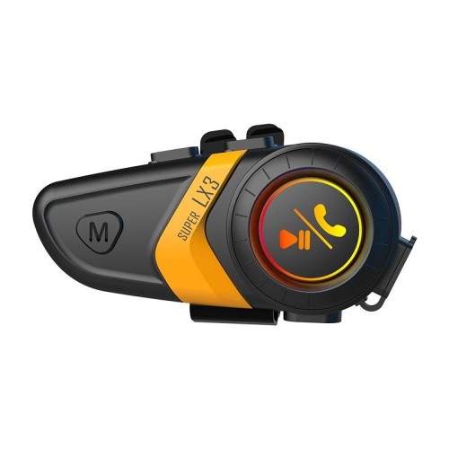 Casco da moto Chiamata Musica Navigazione Cuffie Bluetooth, Colore: Giallo (Microfono a tubo rigido)