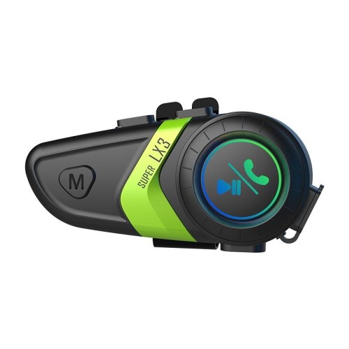 Casco da moto Chiamata Musica Navigazione Cuffie Bluetooth, Colore: Verde (Microfono a tubo morbido)