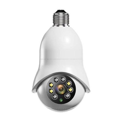 Telecamera di sorveglianza WiFi con lampadina HD DP31 2.0MP HD, rilevamento del movimento di supporto, visione notturna, doppia sorgente luminosa (bianco)