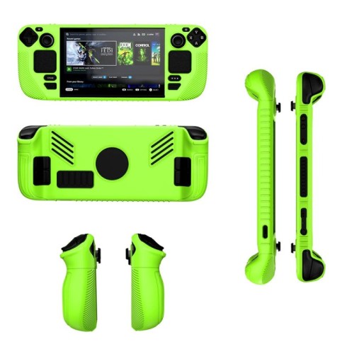 Per Steam Deck V3 Custodia protettiva in silicone antiscivolo per console tascabili (verde)