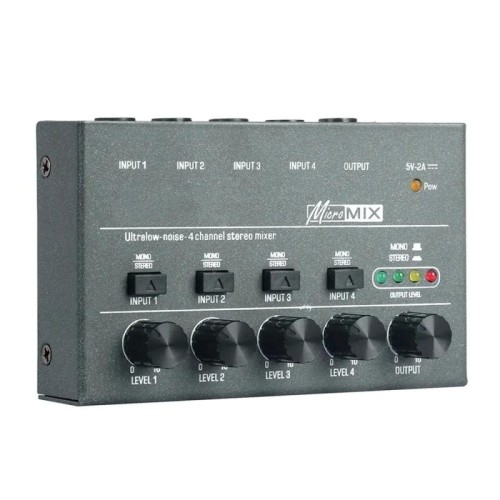Mixer a 4 vie con commutazione stereo a canale singolo Mini segnale audio ibrido piccolo