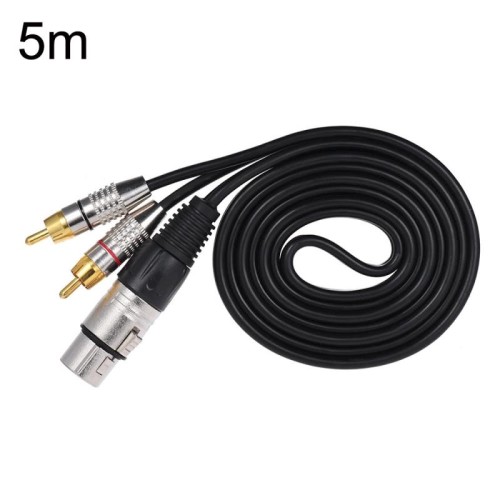 Cavo audio stereo da XLR femmina a 2RCA maschio, lunghezza: 5 m