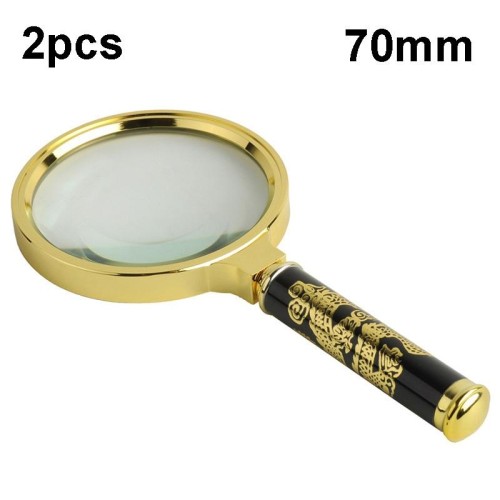 Lente d'ingrandimento portatile per libri di lettura per anziani 2 pezzi, diametro: 70 mm (manico rimovibile)