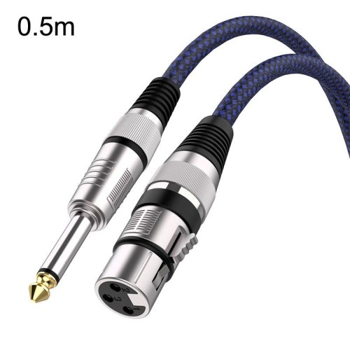 0,5 m di rete blu e nera TRS da 6,35 mm maschio a cavo di bilanciamento XLR per microfono femmina Caron