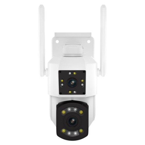 ESCAM PT210 2x3MP Dual Lens Monitor a doppio schermo Supporto telecamera WiFi Rilevamento voce e movimento bidirezionale e archiviazione cloud (spina americana)
