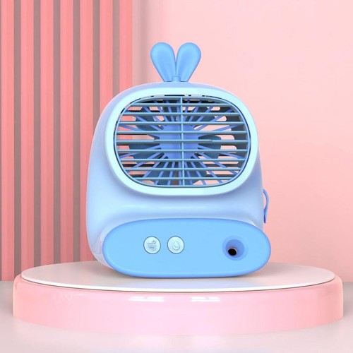 CS1319 Ventilatore per cartoni animati spray idratante da tavolo piccolo Ventilatore umidificante silenzioso ricaricabile (Bunny Pink)