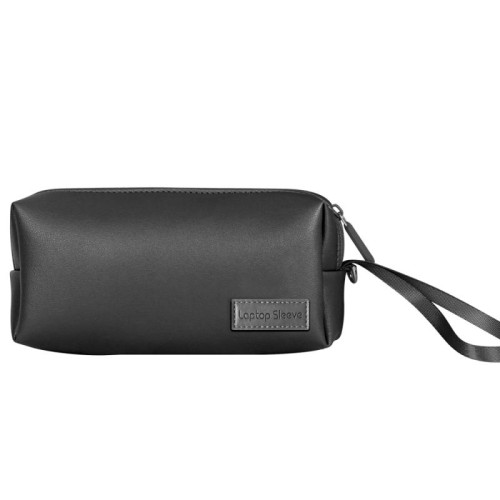 Borsa per accessori per laptop in pelle PU impermeabile (grigio)