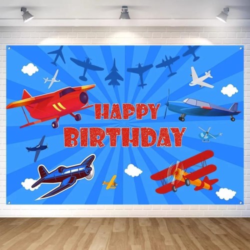 210x150cm Sfondo di compleanno a tema aeroplano Sfondo di fotografia per decorazioni per feste di compleanno per bambini