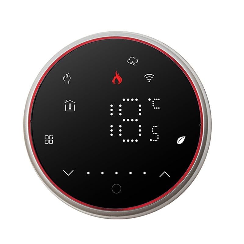 BHT-6001GCLW 95-240 V CA 5 A Termostato rotondo intelligente Riscaldamento caldaia Termostato LED con WiFi (bianco)