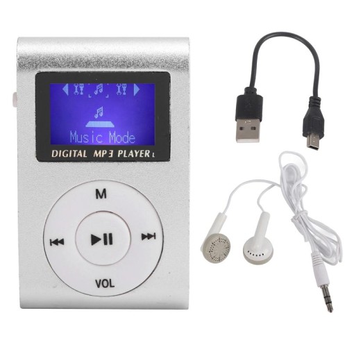 128M + auricolare + cavo Mini lettore musicale MP3 in metallo lavalier con schermo (rosa)