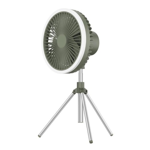 DQ216 10000mAh Outdoor Portatile Sollevabile Testa Girevole Tenda da Campeggio Ventilatore Appeso Luce Colorata Verticale con Telecomando (Nero)