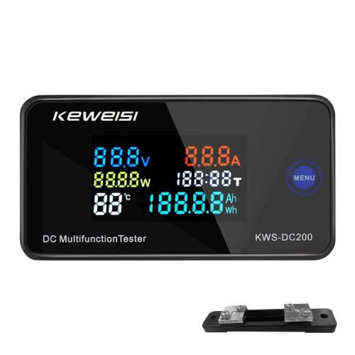KWS-DC200-50A Orologio digitale con tensione di visualizzazione 8-120 V CC con shunt (nero)