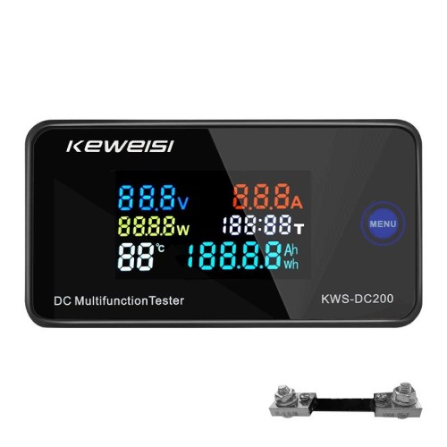 KWS-DC200-100A Orologio digitale con tensione di visualizzazione 8-120 V CC con shunt (nero)