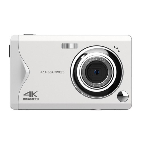 Fotocamera digitale HD con messa a fuoco automatica con schermo IPS 4K HD da 3,0 pollici (Bianco)