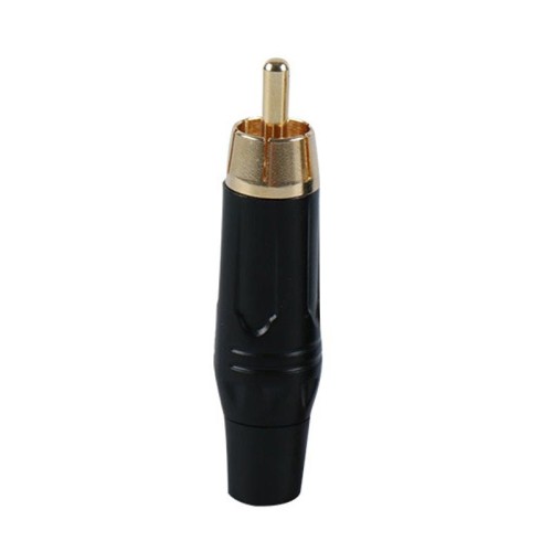 Spina audio/video maschio RCA saldata in rame puro assemblata con connettore AV Lotus (nero)