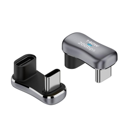 Adattatore di ricarica a gomito a forma di U da USB-C/Type-C maschio a USB-C/Type-C femmina da 140 W 20 Gbps