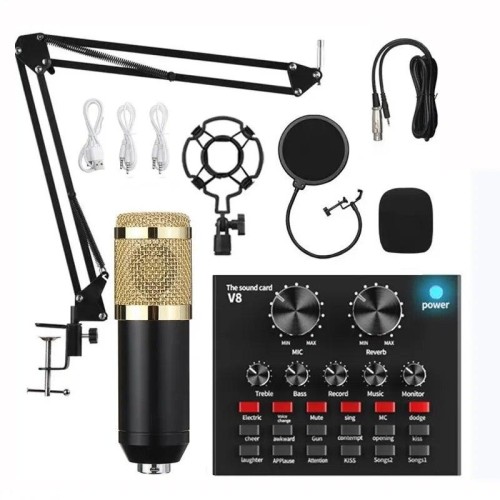 Set di schede audio BM800+V8 Microfono a condensatore audio Microfono da studio per canto