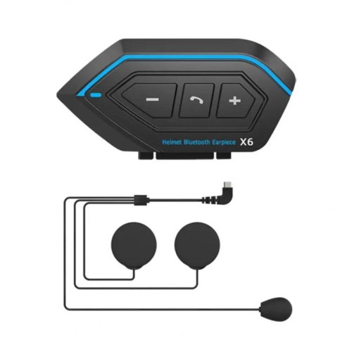X6 Casco Auricolare Bluetooth Cuffie stereo vivavoce per moto impermeabili senza fili (grano duro)