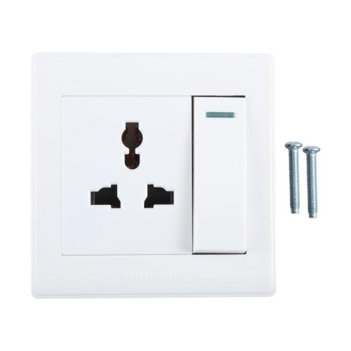 Interruttore da parete multifunzione 185-265 V 86 mm con presa di corrente a tre fori