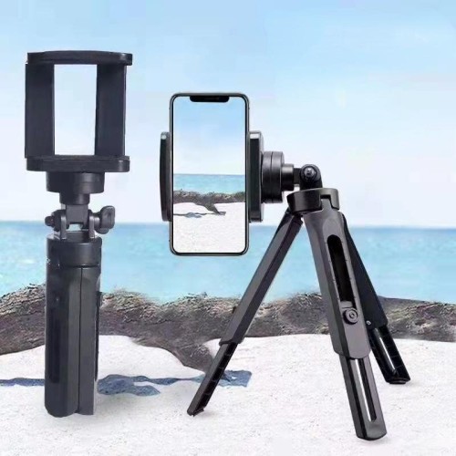 Treppiede portatile per telefono con fotocamera da tavolo con mini treppiede per selfie rimovibile con testa a sfera (nero)