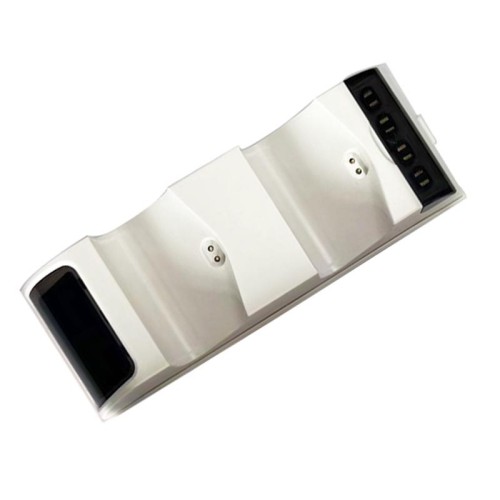 Per PS4 Slim / Pro Gamepad Docking Charger Controller Caricatore doppio con luci del display (bianco)