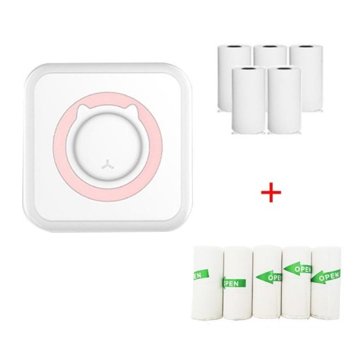 Stampante termica per etichette fotografiche senza inchiostro Bluetooth Mini Student, specifiche: rosa+5 adesivi+5 carta