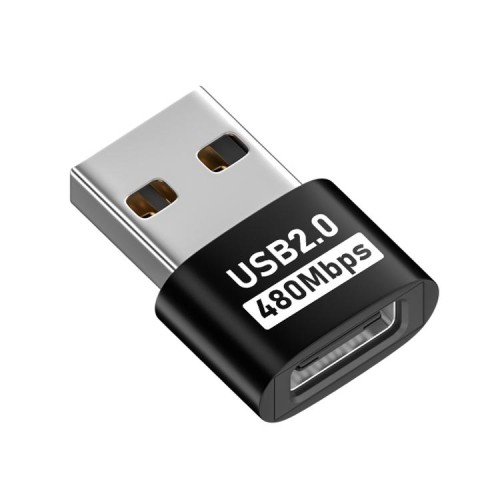 Adattatore USB 2.0 maschio-femmina di tipo C (nero)